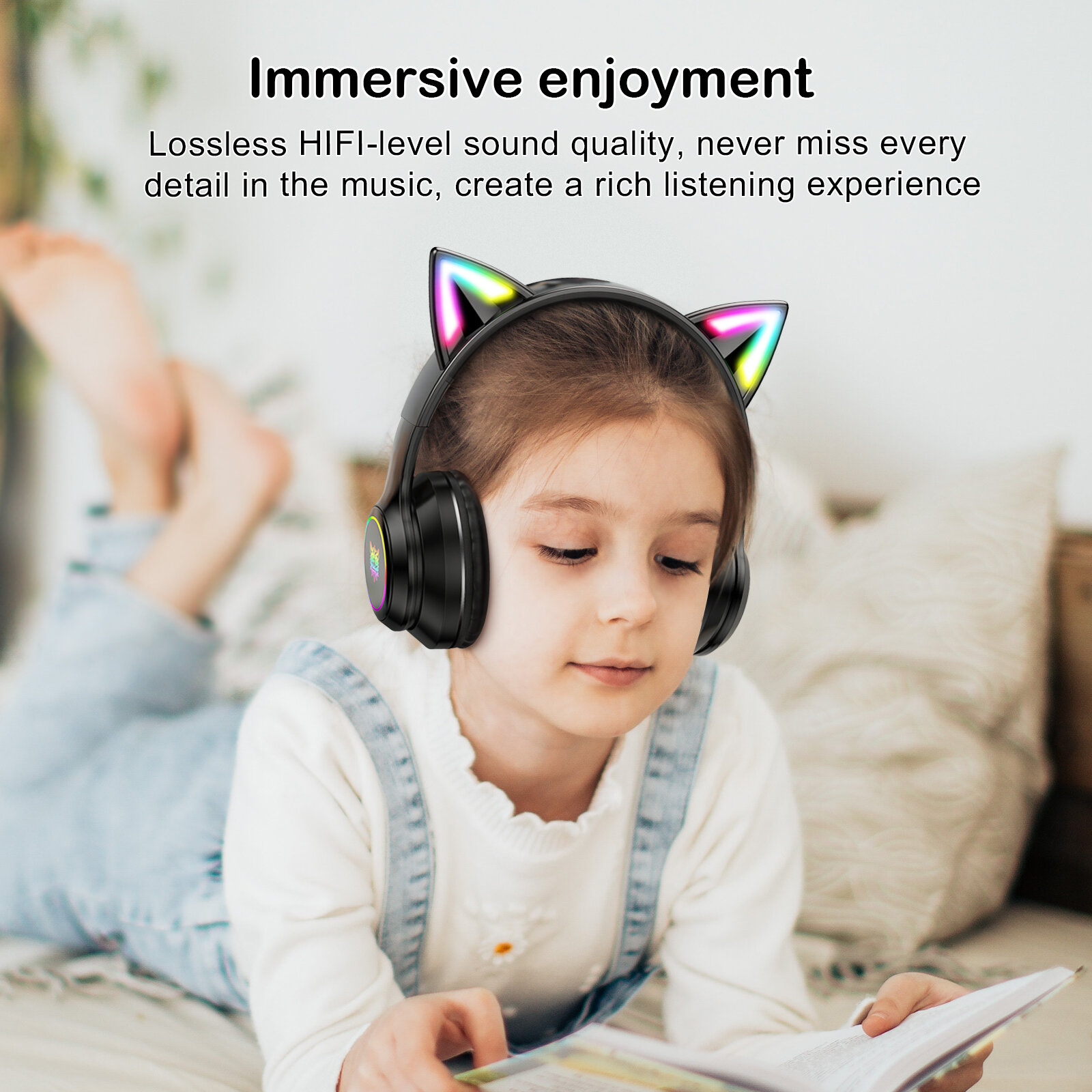 Обзор: Игровые наушники Onikuma B90 Taffy Cat черные с кошачьими ушками, Bluetooth 5.3 и подсветкой