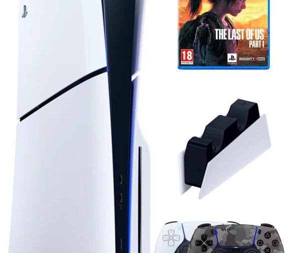 Обзор: PS5 (ПС5) Игровая приставка Sony PlayStation 5 Slim +2-й геймпад(военный)+зарядное+Игра The Last of Us Part I, 1000 ГБ